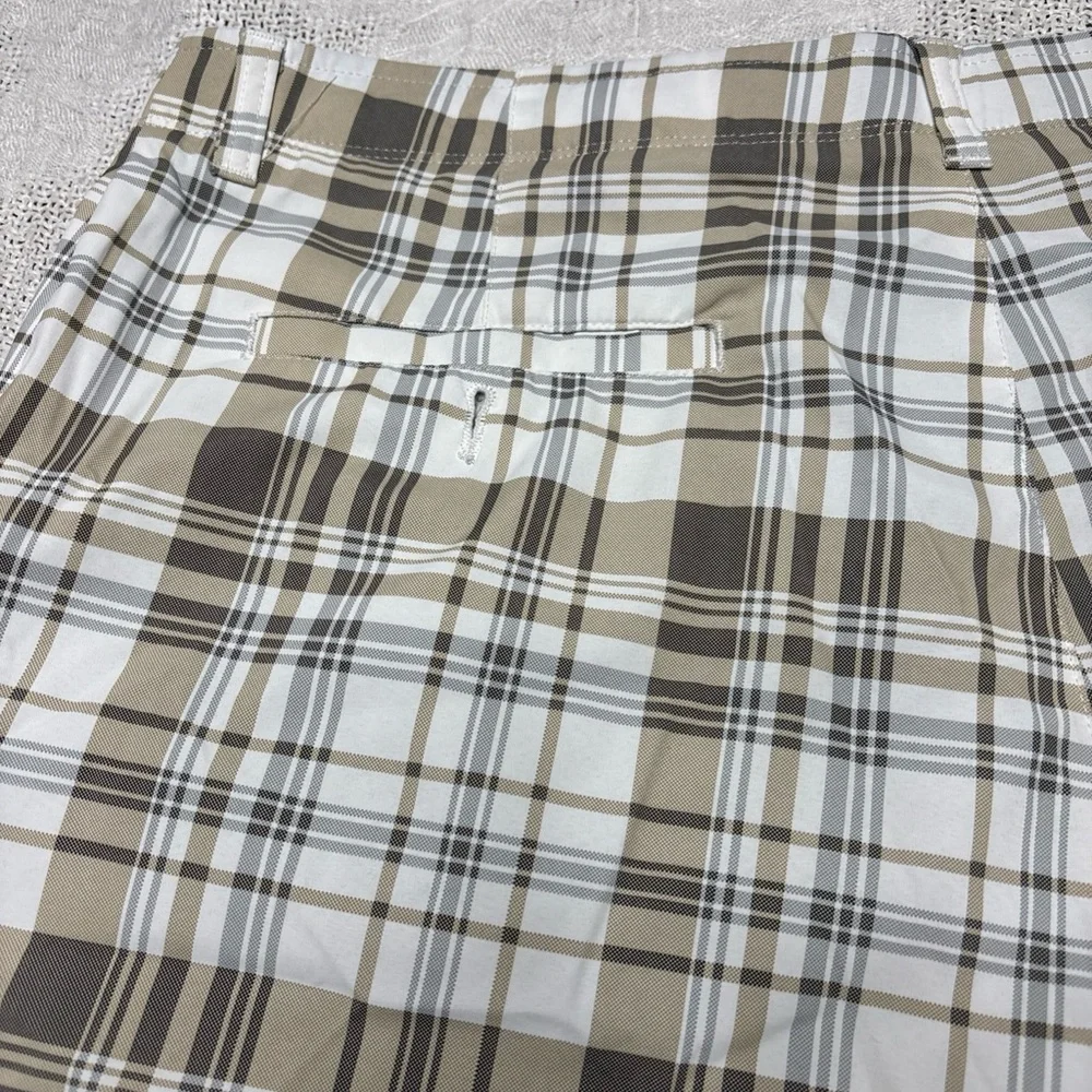 Ben Hogan golf chino Shorts Mens 38 Flat Front white Brown‎ Plaid